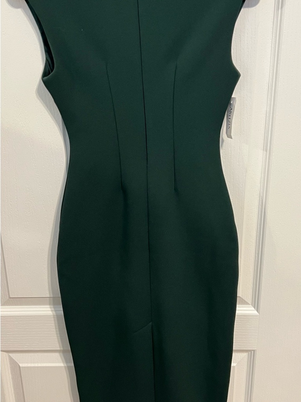 Babaton NWT Scarabee Dark Green/Scarab V-Neck Sheath Dress - Picture 2 of 7